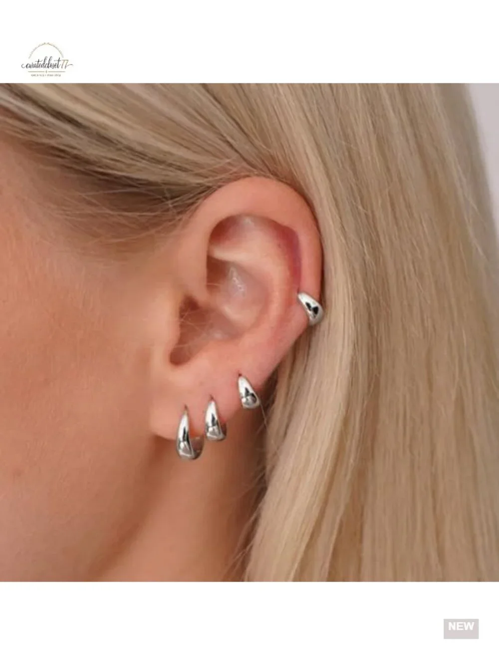 4 Pairs Small Huggie Hoop Earrings - Chunky 14K Gold Plated/Silver Plated